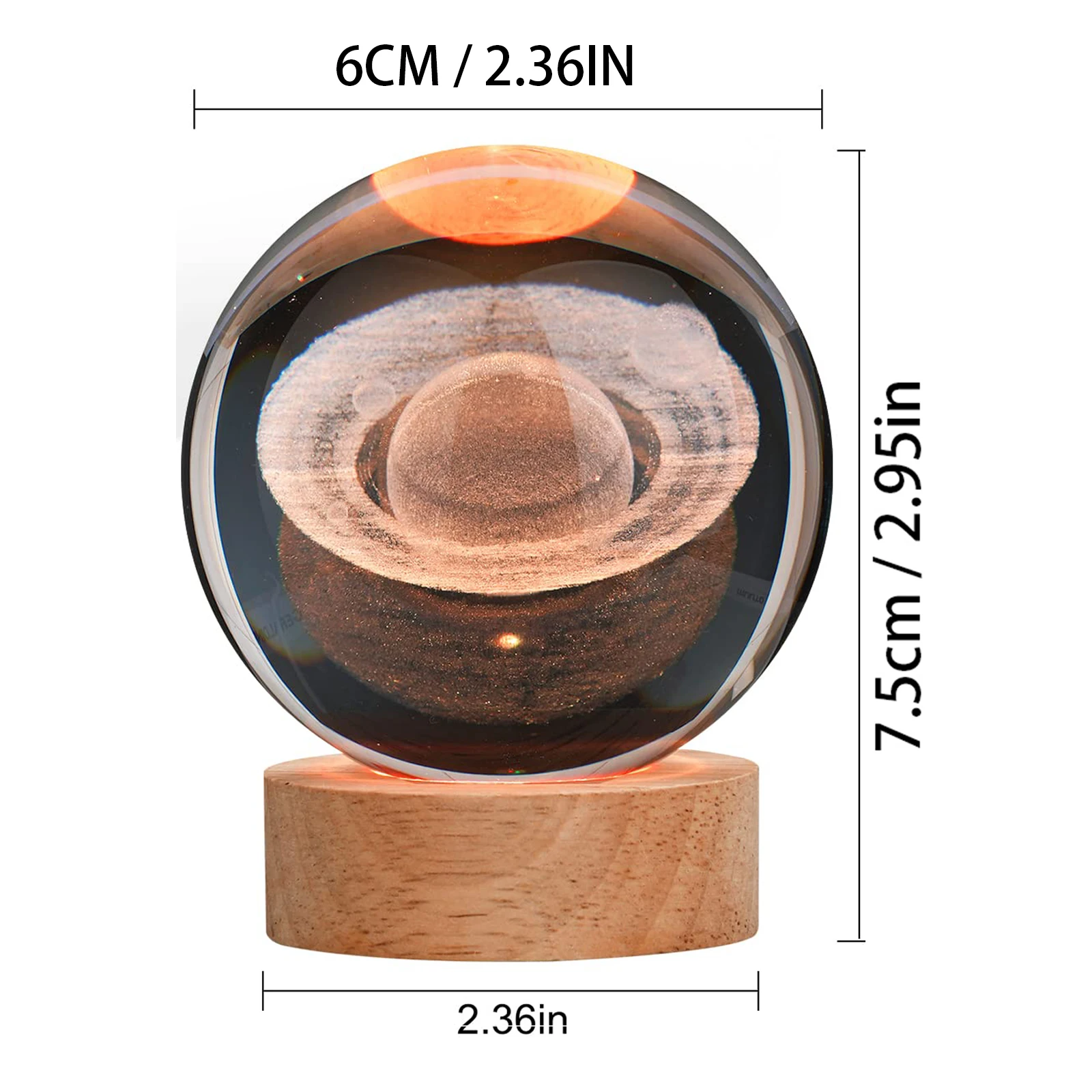 3D LED Jupiter Night Light Milky Way Galaxy Solar System Crystal Ball Children Night Lamp Bedroom Ambient Light Gift