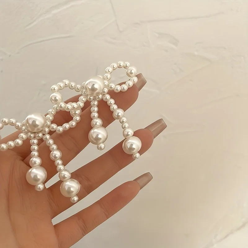 Set of 10 Handcrafted Pearl Bow and Heart-Shaped Decorative Accessories