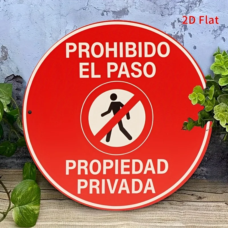 8x8 Inch Spanish No Trespassing, Private Property 2D Sign