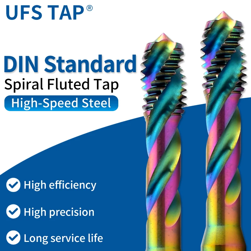 UFS TAP 1개 HSS-CO DIN 371 376 표준 성형/롤탭 나선형 플루트/포인트 탭 M2 M3 M4 M5 M6 M8 M10 M12 기계 나사탭