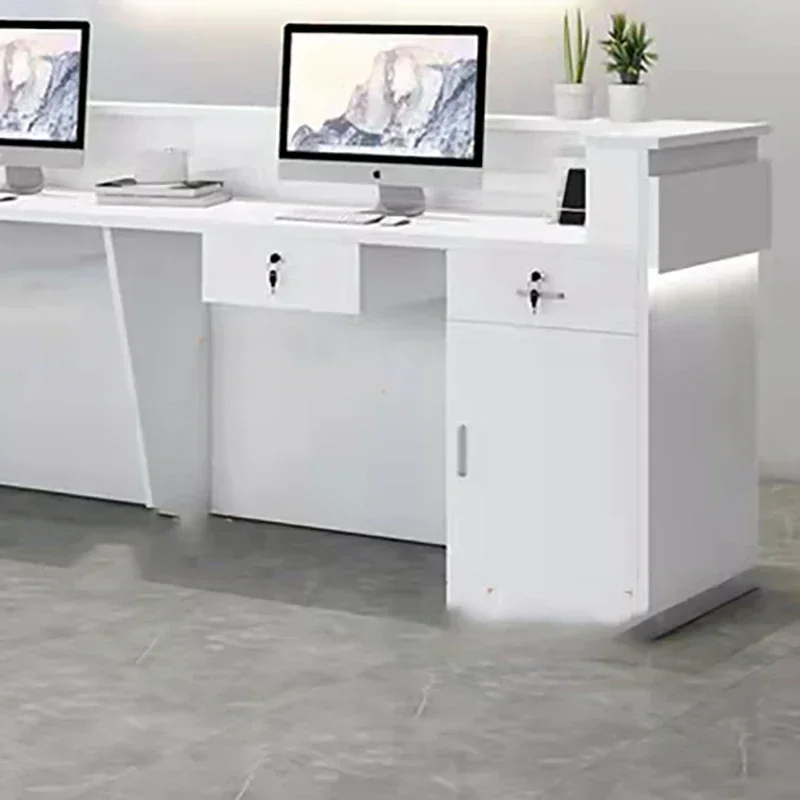Nordic Checkout Reception Desks Stylish Design Light Luxury Reception Desks Modern Mdf Mostrador Negocio Commercial Furniture