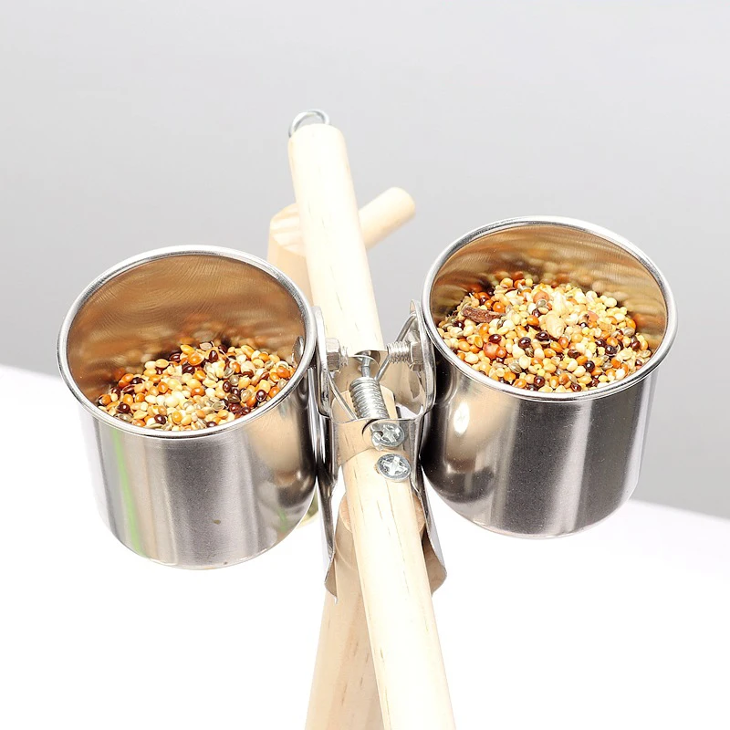 Parrot Feeding Bowl 1PCS Stainless Steel With Clamp Holder