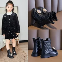 Girls' Short Boots 2024 Autumn/Winter New Baby Kid's Princess Shoes Rubber Sole Anti-slip Fashion Children's Ankle Boots 2