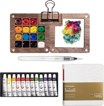 Ensemble d’aquarelle Portable, carnet de croquis, stylos à pinceaux, Clips de reliure pour artistes étudiants