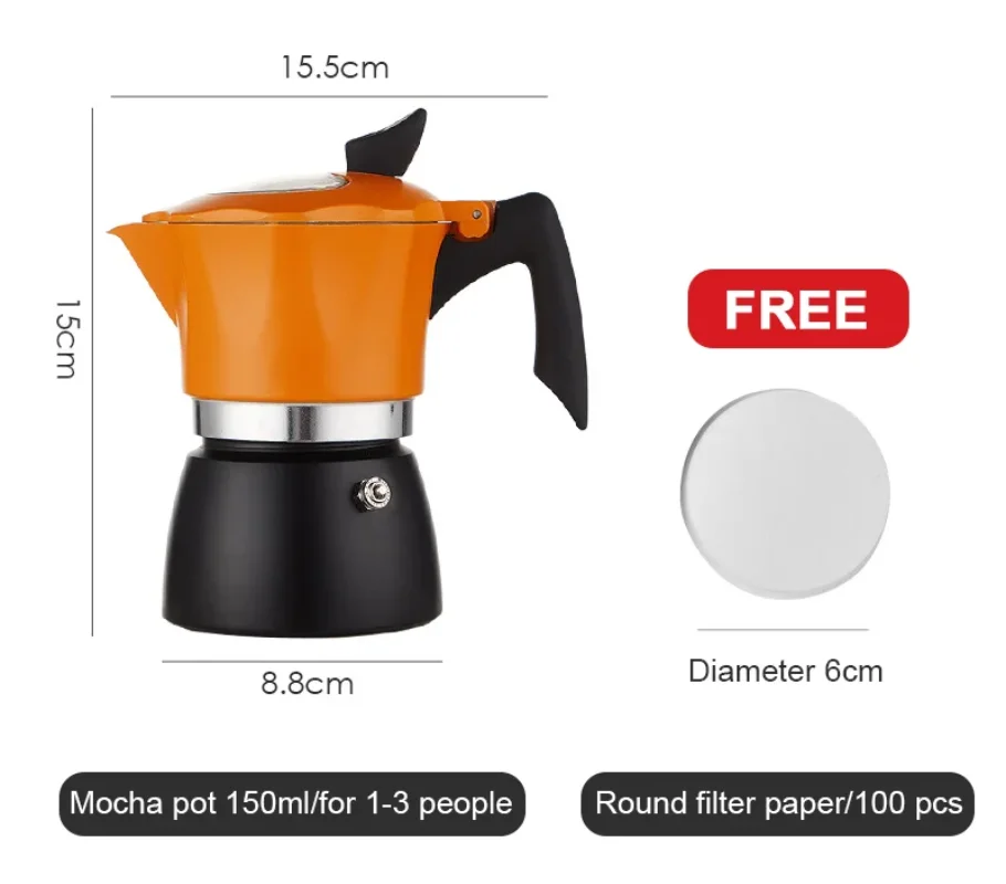 150ml/300 ml 3-6 Cups 480W Electric Moka Pot Detachable Kitchen Stovetop  Coffee Maker EU Plug