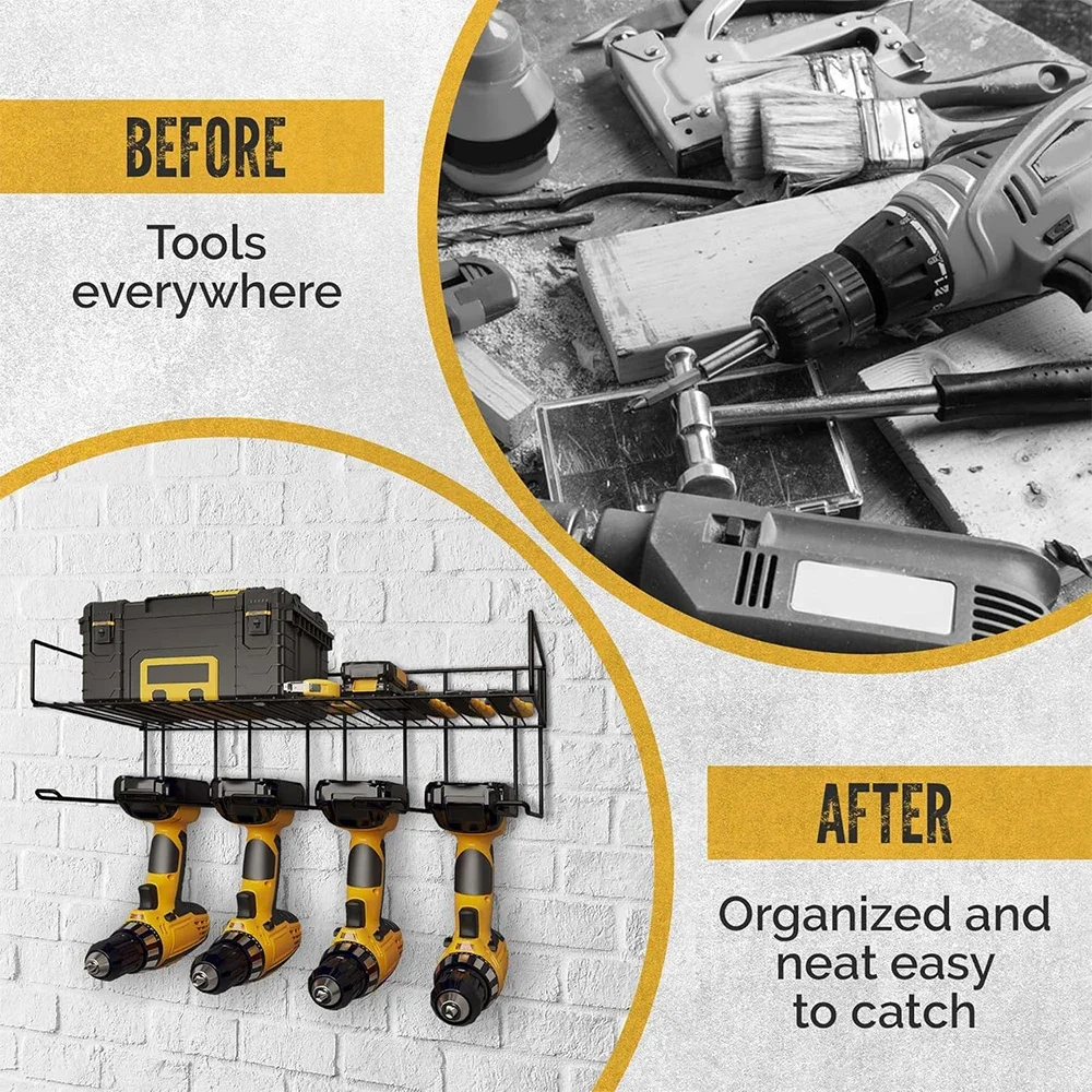 Heavy Duty Iron Tool Storage Wall Mount Power Tool Drill Rack Wrench Screwdriver Organizer FOR Workshop Garage Rack