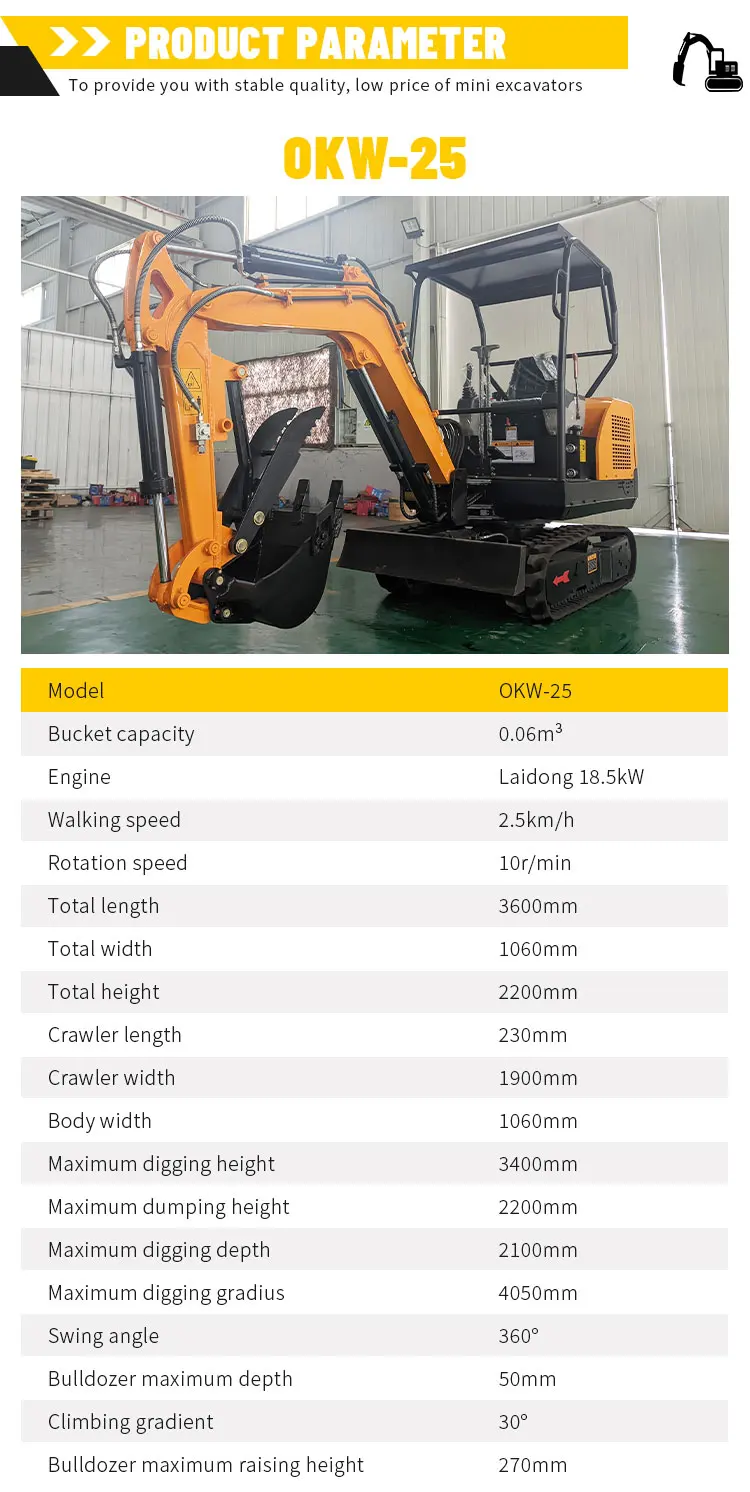 China 2,5 Tonnen 1,8 Mini-Bagger Kostenloser Versand Kundenspezifischer Multifunktions-Motorbagger Kleiner Raupenbagger für die Landwirtschaft und den Heimgebrauch – Detail 4