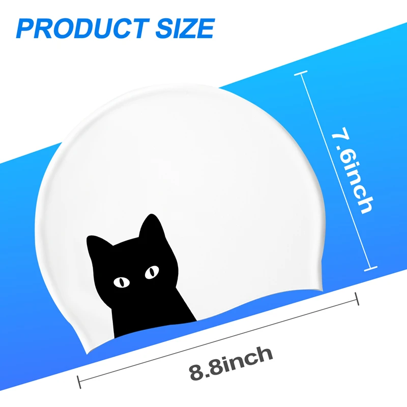 Thickened Cartoon Cat Swimming Cap Elastic Silicone Waterproof Long Hair Ears Protect Personality Swim Caps For Women Girls
