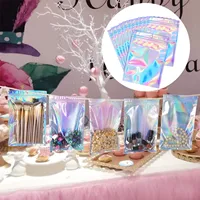 100pcs Reusable Sealable Polyester Film Bags Odor Aluminum Foil Zipper Pouches For Food Eyelashes Candy Bath Divided Turntable 1