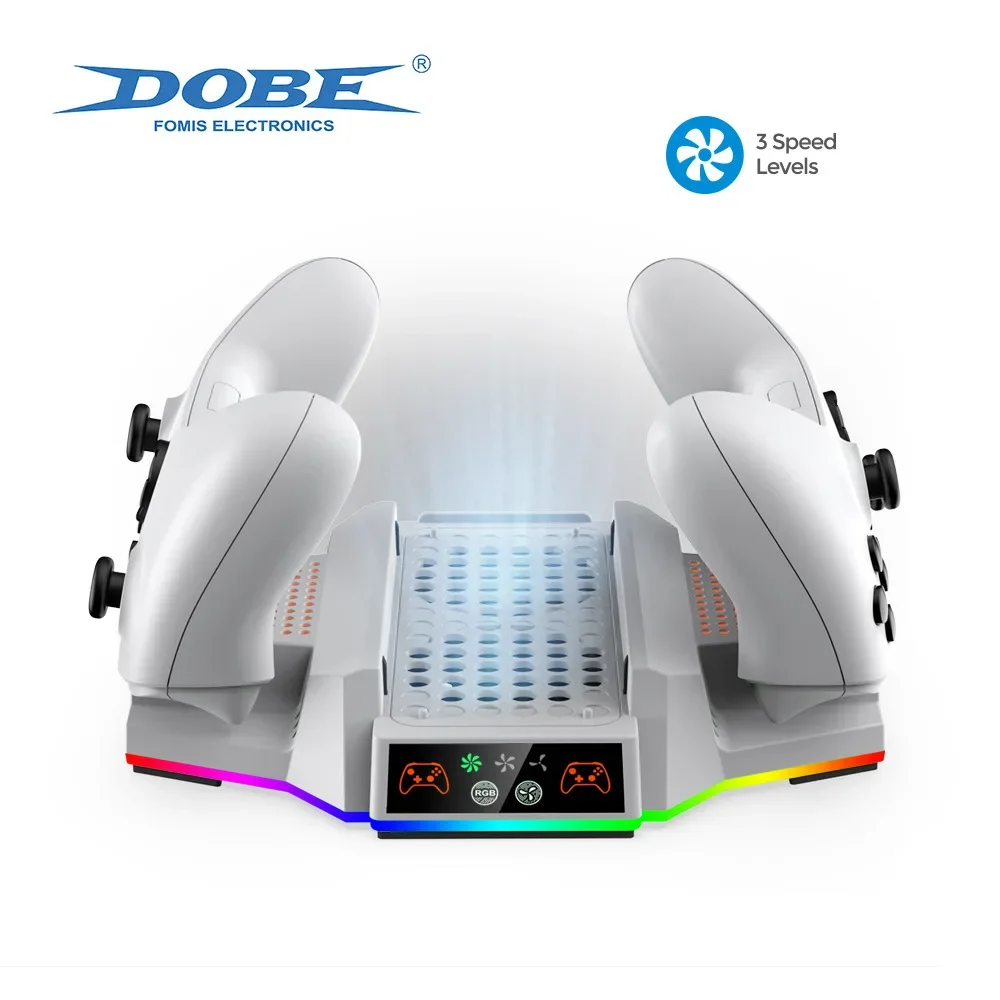 Cooling Stand for Xbox Series S Console with 3 Level Adjustable Speed Charger Base for Xbox Series S/X Controller with LED Light