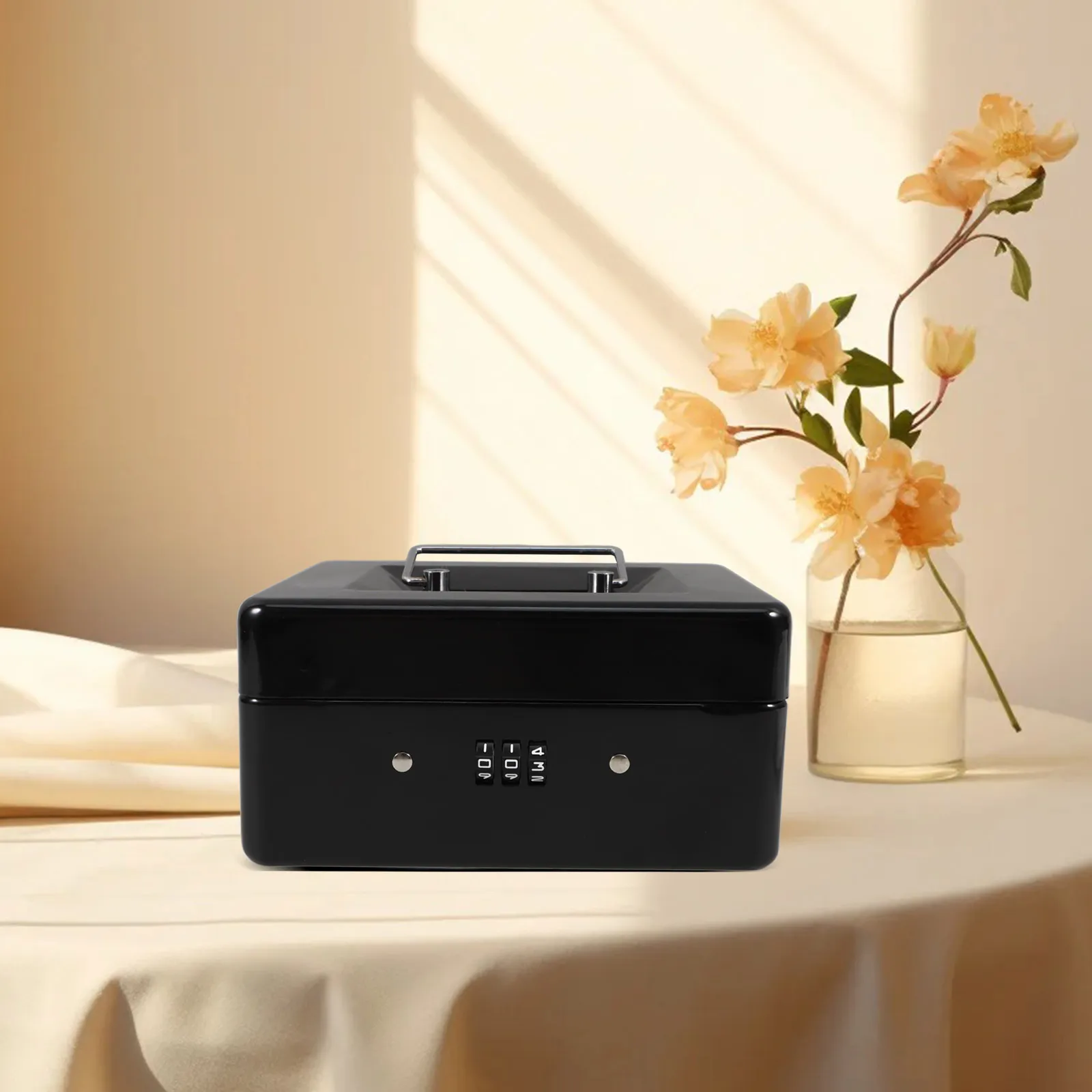 튼튼한 철제 번호 잠금 가능 보관함, 금전, 문서, 사무용품 보관, 미니 안전 금고, 금속 잠금, 현금 보관함