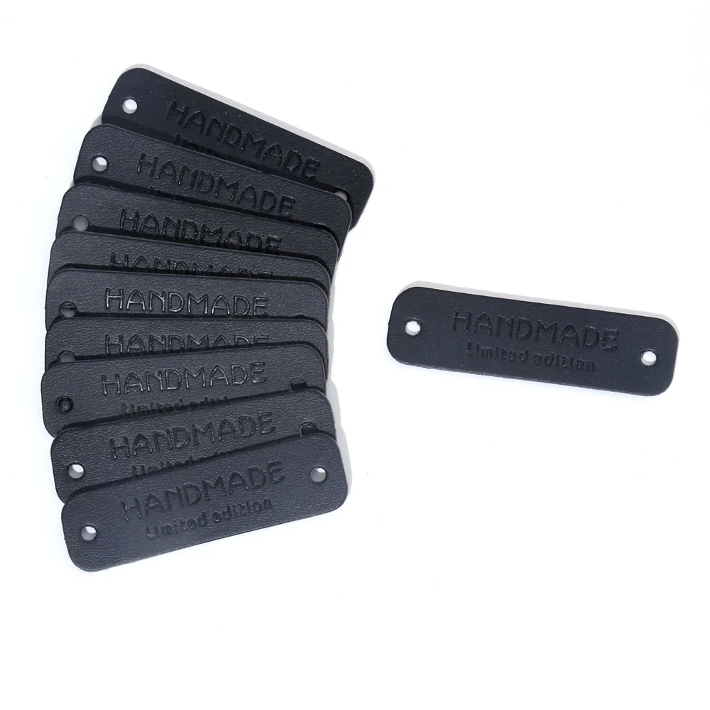 Description Picture 4 of item50PCS Handmade Garment Tags Label PU Leather Labels for Jeans Bags Shoes DIY Crafts Making Supplies Clothes Tags Labels