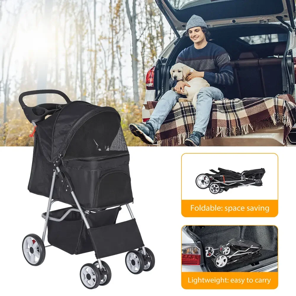 4 Wheeler Stroller with Foldable Pet Carrier 6