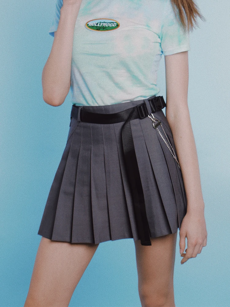 Spring Beauty Campus Rock Buckle Pleated Organ Pleated Leisure Miniskirt Skirt шорты adidas campus ic7983 lgreyh