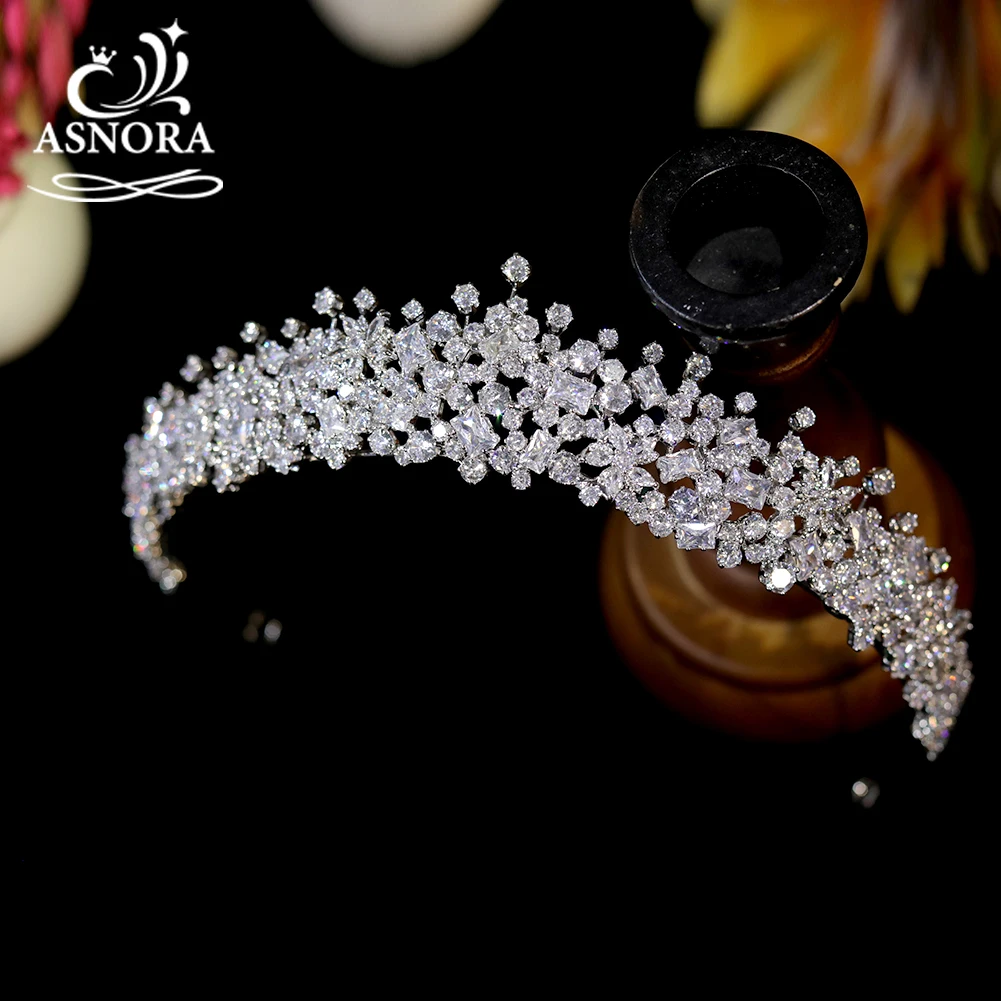 

ASNORA Bridal Hair Accessories 3A Zircon Crown Para Quinceañera Princess Small Birthday Tiara for Women Diadema Wedding Headband