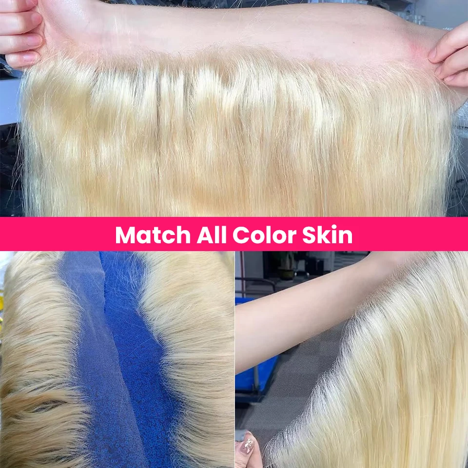 Honey Blonde 613 13x4 Transparent Lace Frontal Only Straight Lace Front Pre Plucked With Baby Hair Brazilian Human Hair 130%