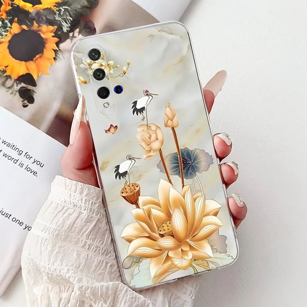 Cute Cat & Floral Design Phone Case for Huawei Honor 20/Nova 5T