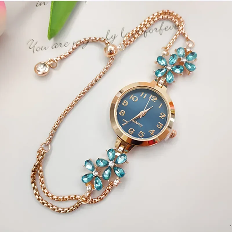 Women's Quartz Bracelet Watch Waterproof Violet Crystal