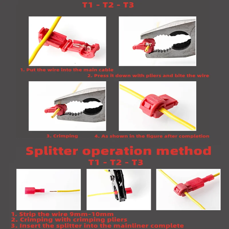 20pcs red T-shaped terminal blocks, wire and cable connection clamps, quick and non-stripping plugs, cable connectors Home images - 6