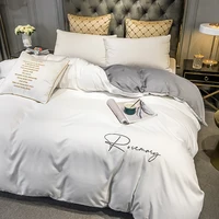 High-quality Embroidered Queen Bedding Set King Size Soft Skin Friendly Duvet Cover Set with Bed Sheet Simple Blanket Cover Sets 3