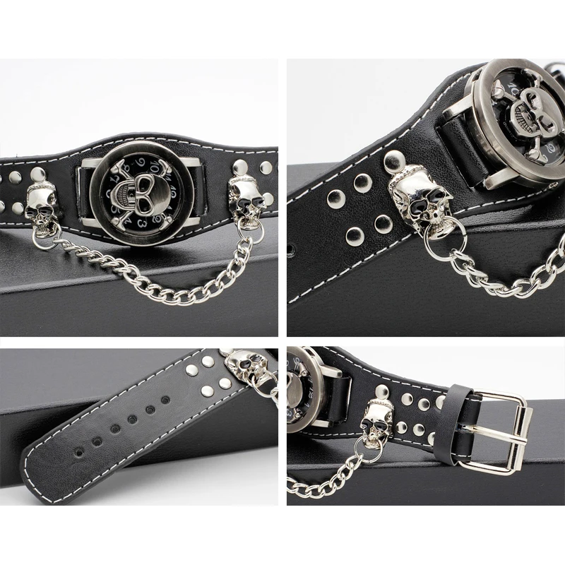 Classic Flip Stylish Skull Punk Watch with Links Punk Rock
