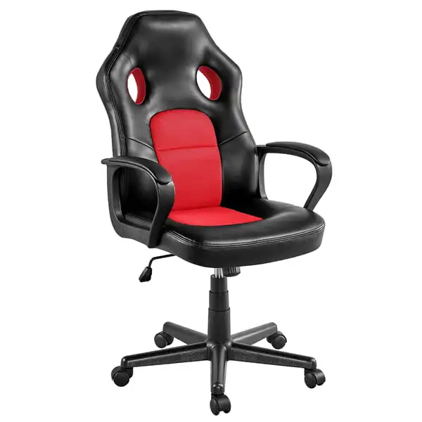 Topeakmart adjustable lumbar support swivel gaming chair red