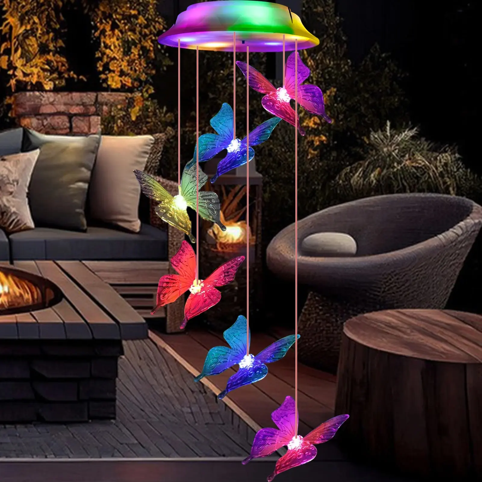 Outdoor Solar Butterfly Wind Chimes Christmas Garden Decorative Gifts