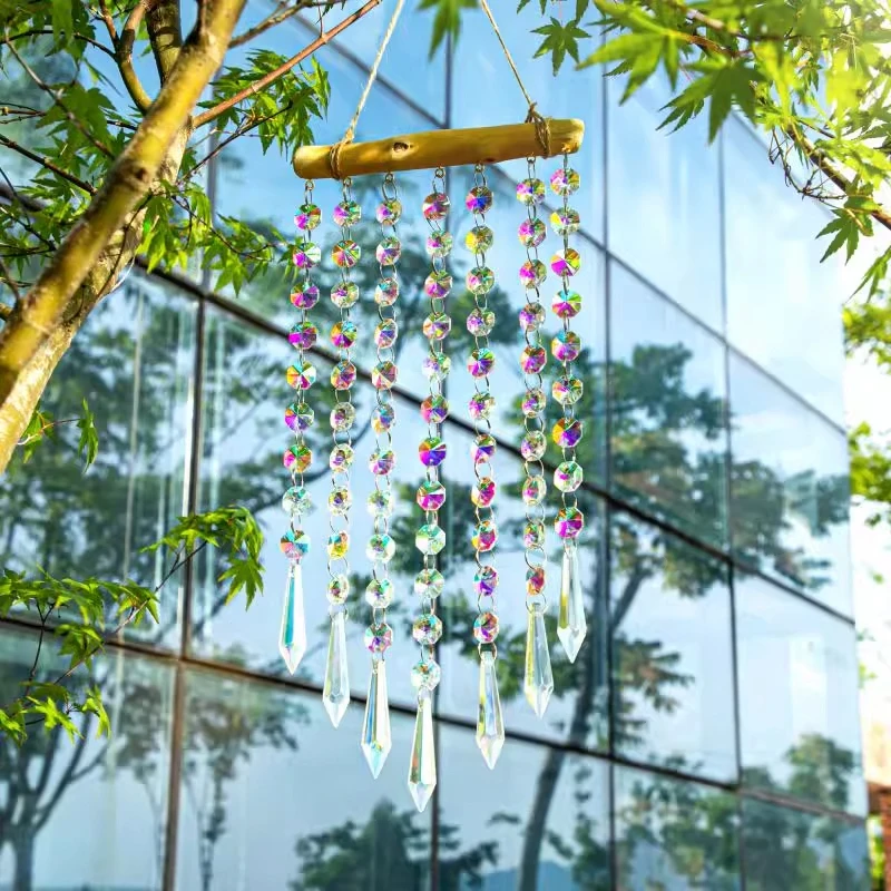 Hanging Crystal Suncatchers Colorful Stained Glass Wind Pendants Rainbow Prism Light Catcher Garden Decoration Outdoor Car Charm sun catcher crystal pendant sun catchers window ornament
