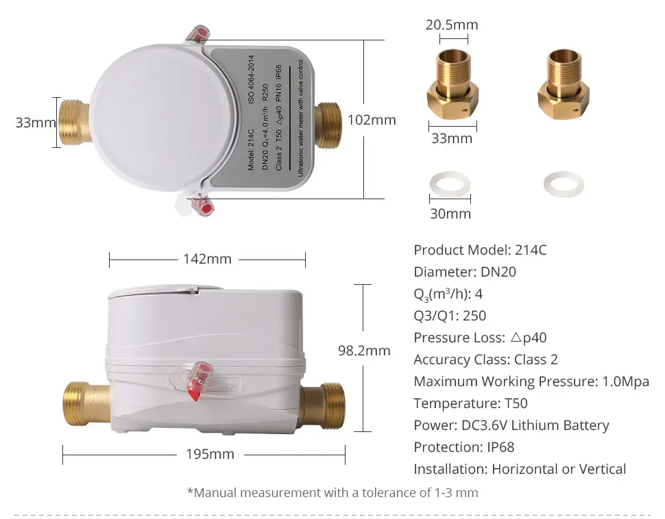 Zemismart Zigbee Smart Water Meter Valve Control Work with Tuya Hub Home Assista