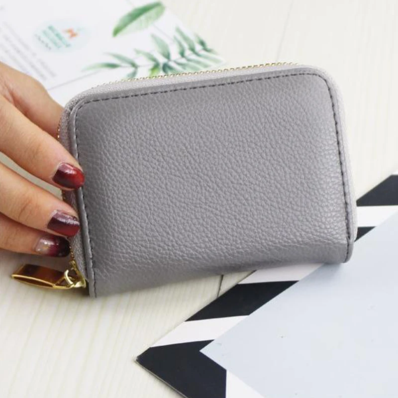 Fashionable New Multi Slot Card Seat Retro Women's Coin Bag Solid Color Zipper Wallet