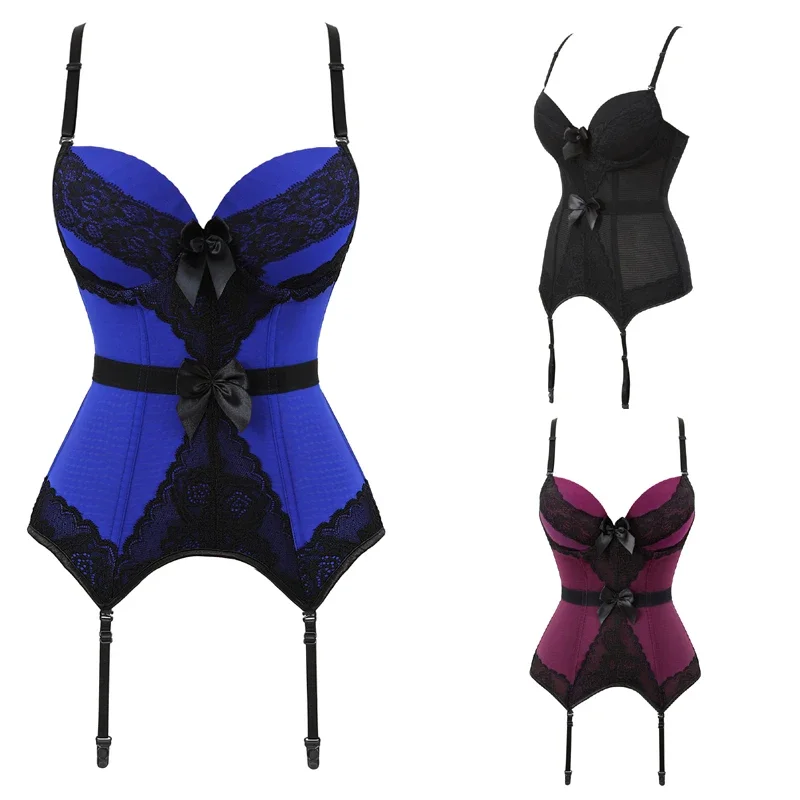Medieval Corset Padded Cups Corselet Punk Underwired Suspender Straps Bustier Carnival Party Clubwear Valentine’s Day Corsets