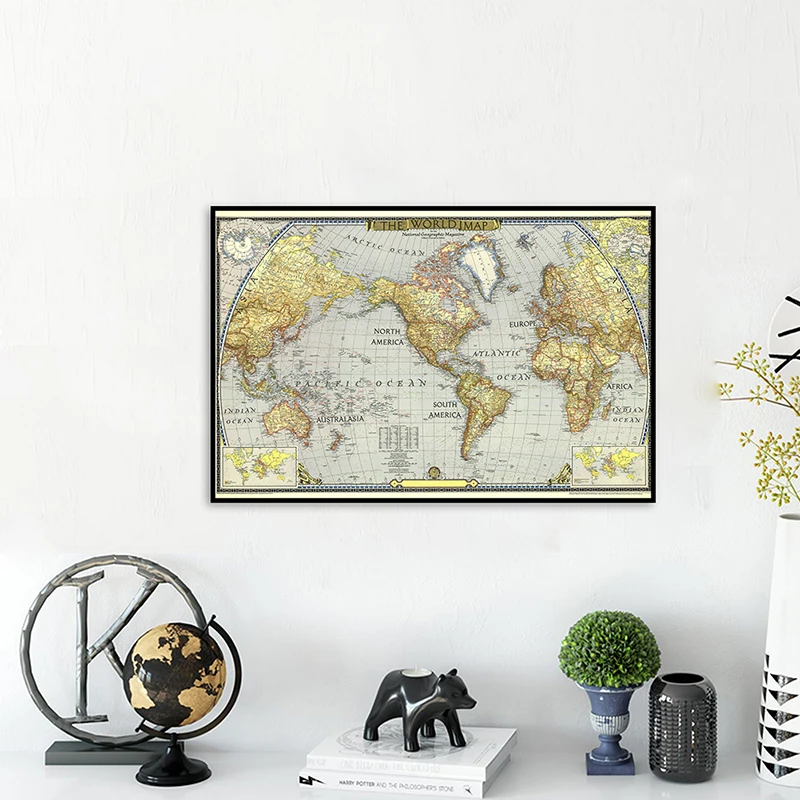 Рисунок 2 - A2 старинная карта мира 1943 нетканый