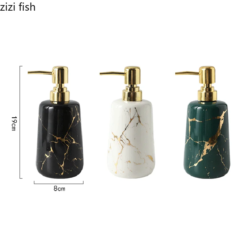 Golden Marble Texture Ceramic Portable Soap Dispenser Shampoo Bottle Hand Sanitizer Jar Bathroom Supplies 400ml Lotion Bottle soap dispenser shampoo dispenser refillable bottle