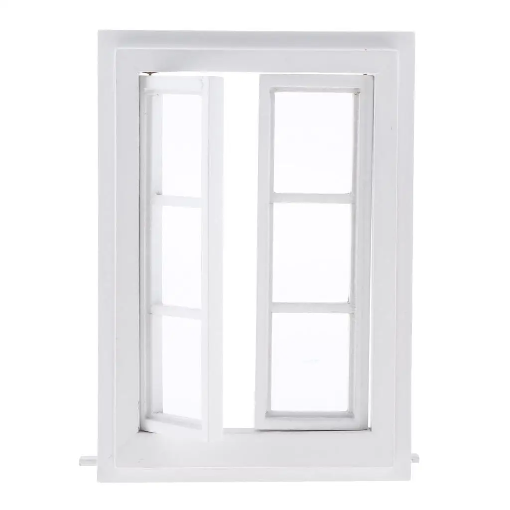 Miniature Wooden Window 6-Pane 1:12 Scale Dolls House Furniture White