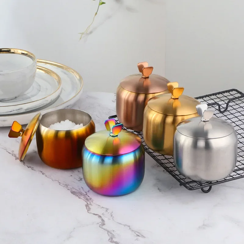 BORDSTRACT – Pots à épices En Acier Inoxydable Avec Couvercle Et Cuillère – Design Moderne Pour Cuisine Et Table (9,5 X 9 Cm)