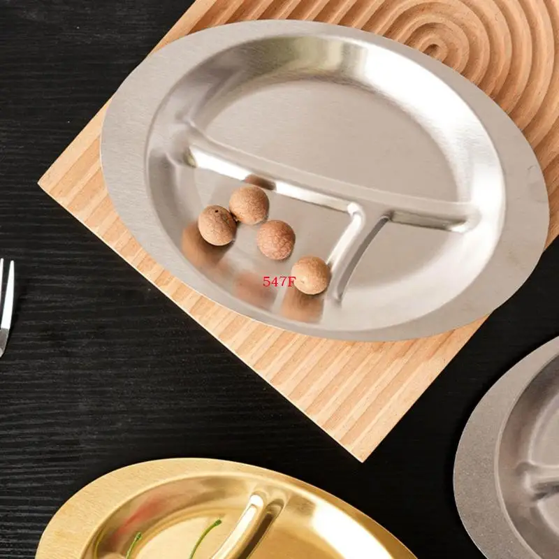 547F Portion Control Plates 3 Compartment Plates Stainless Steels Dining Plate