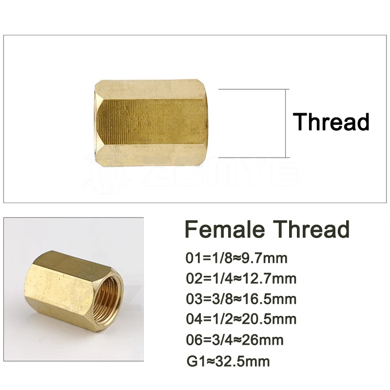 Water Gas Adapter Brass Fitting Pipe Connector Female To Female 1/8 1/4 3/8 1/2 Reducing Joint Air Coupling for Hose Connection