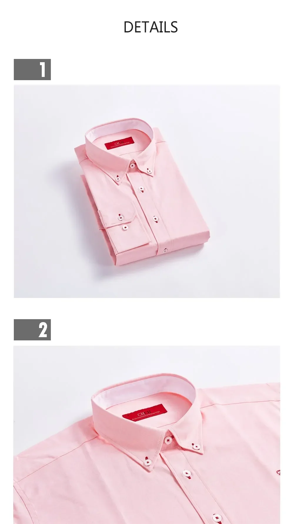 Description Picture 5 of itemNew Fashion 100% Cotton Long Sleeve Shirt Solid Slim Fit Male Social Casual Business Shirts High Quality