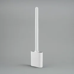 Compact Wall - Mountable Dual - Purpose Silicone Toilet Brush Set with Soft Bristle Design for Effortless Corner Cleaning (White)