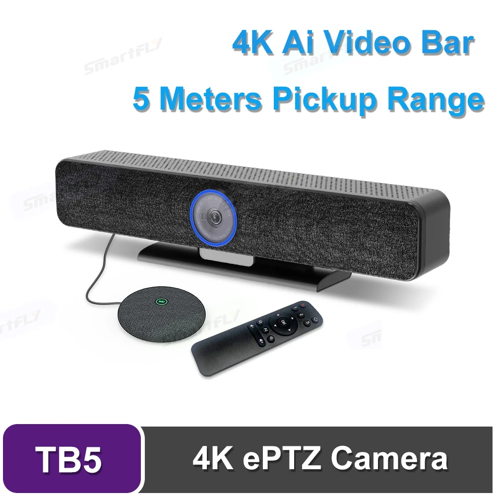 

Видеокамера TB5 Microfono веб-камера 4k Ai видео-бар DSP процессор 116 ° широкоугольный 1080P ePTZ камера для видеоконференции