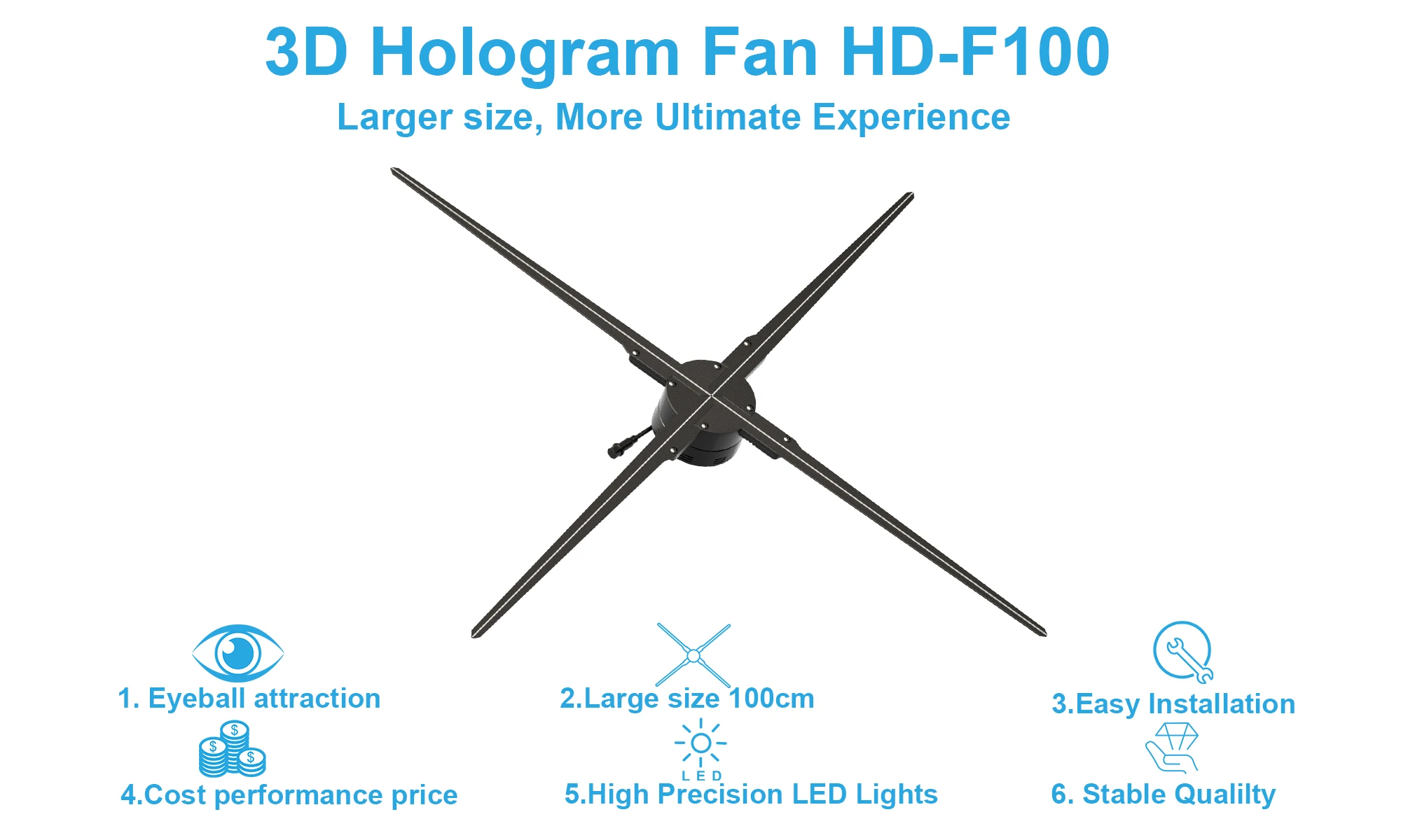 대형 LED 3D 100cm 홀로그램 팬 크리스마스 장식 팬
