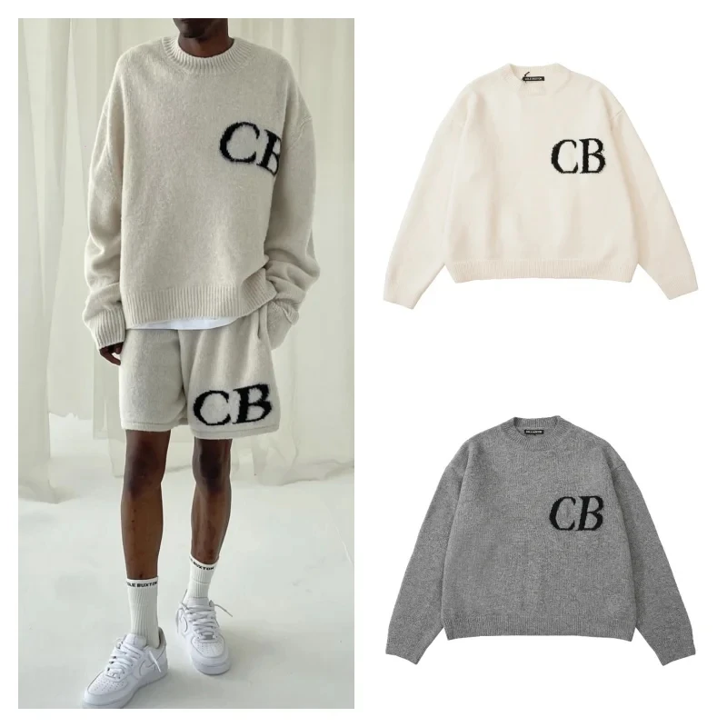 

Cole Buxton Sweater Best Quality Minimalist Letter Logo Knit Jacquard Loose Knit Sweater Mens Womens CB Fleece