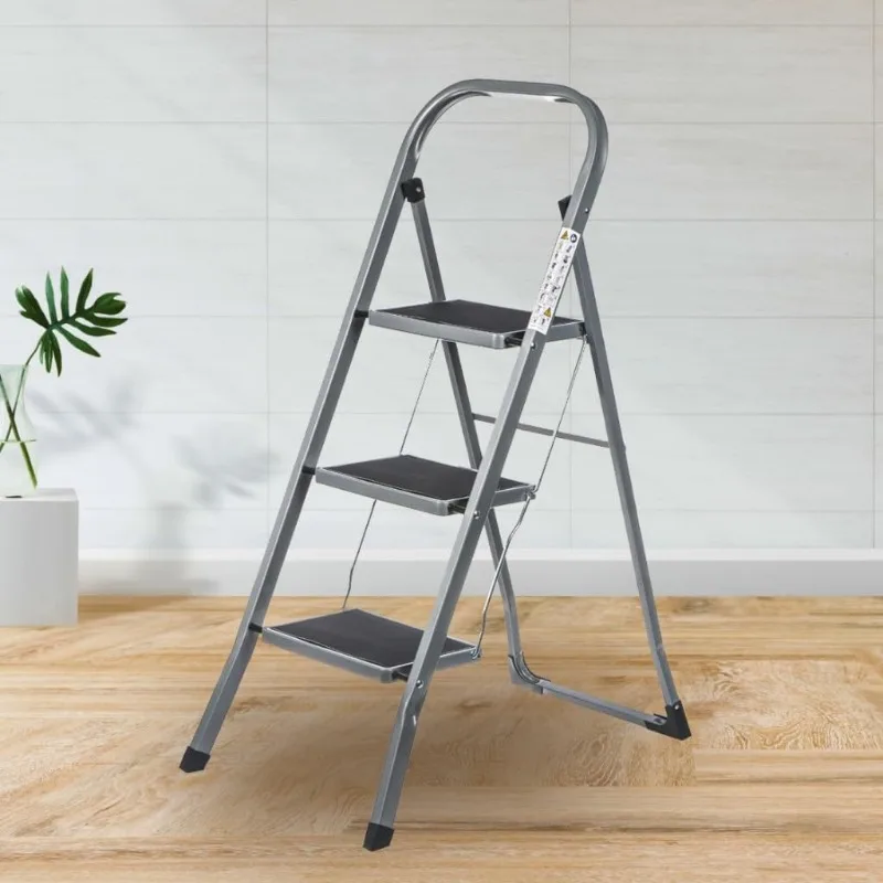 Step with Armrests | Foldable Step Stool, Non-slip Pedals | Robust Light Steel | 330 LBS Capacity 3
