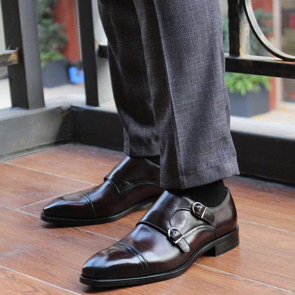 Scarpe Monk Strap Uomo Scarpe Uomo Doppia Fibbia In Pelle Stile