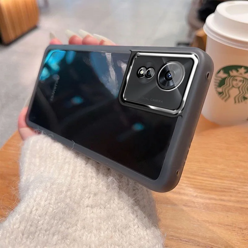 Étui Transparent à cadre mat pour caméra OPPO A78 A77 A57S A17 A54S A53 A16 A72 A77S A92 A96 A55 A54 4G A15 FindX3Lite_voghion.com