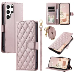 Elegant Leather Crossbody Phone Case with Adjustable Strap - Galaxy S21 FE (Pink)