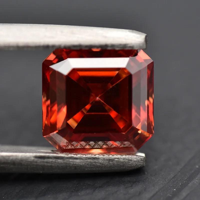 

GRA Certificate Women's Jewelry Material Garnet Asscher Cut Moissanite Gemstones Lab Diamond VVS1 Positive Pass Tester