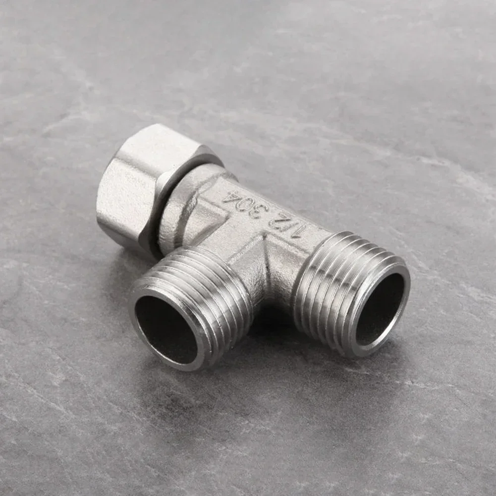 Stainless Steel Diverter Valve Copper T Adapter 3 Way Water Pipe for Shower