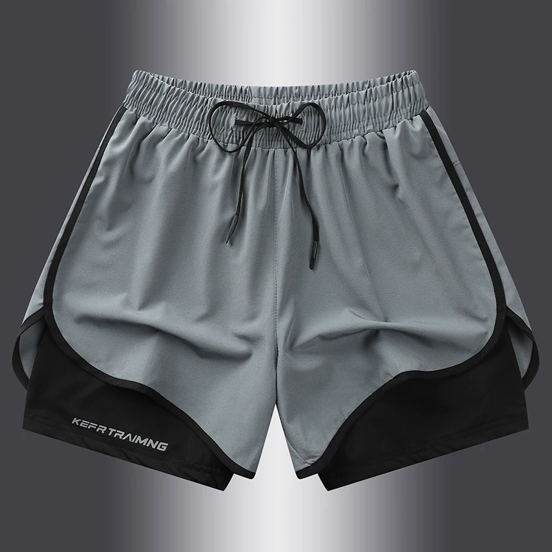 Track Shorts Man Running Training Fake Two Pieces Summer Men's and Women's Quick Drying Three Point Fitness Lining Sports Shorts 2