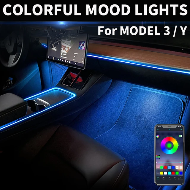 テスラ用LEDストリップライト,3モデル用アンビエントライト,車の照明,ダッシュボード,フットアプリ,インテリアアクセサリー AliExpress